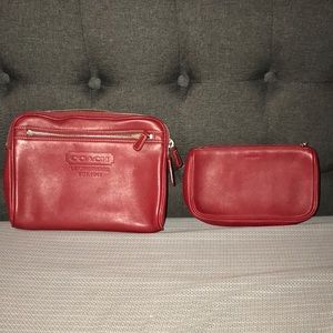 COACH Red Leather Make Up Set